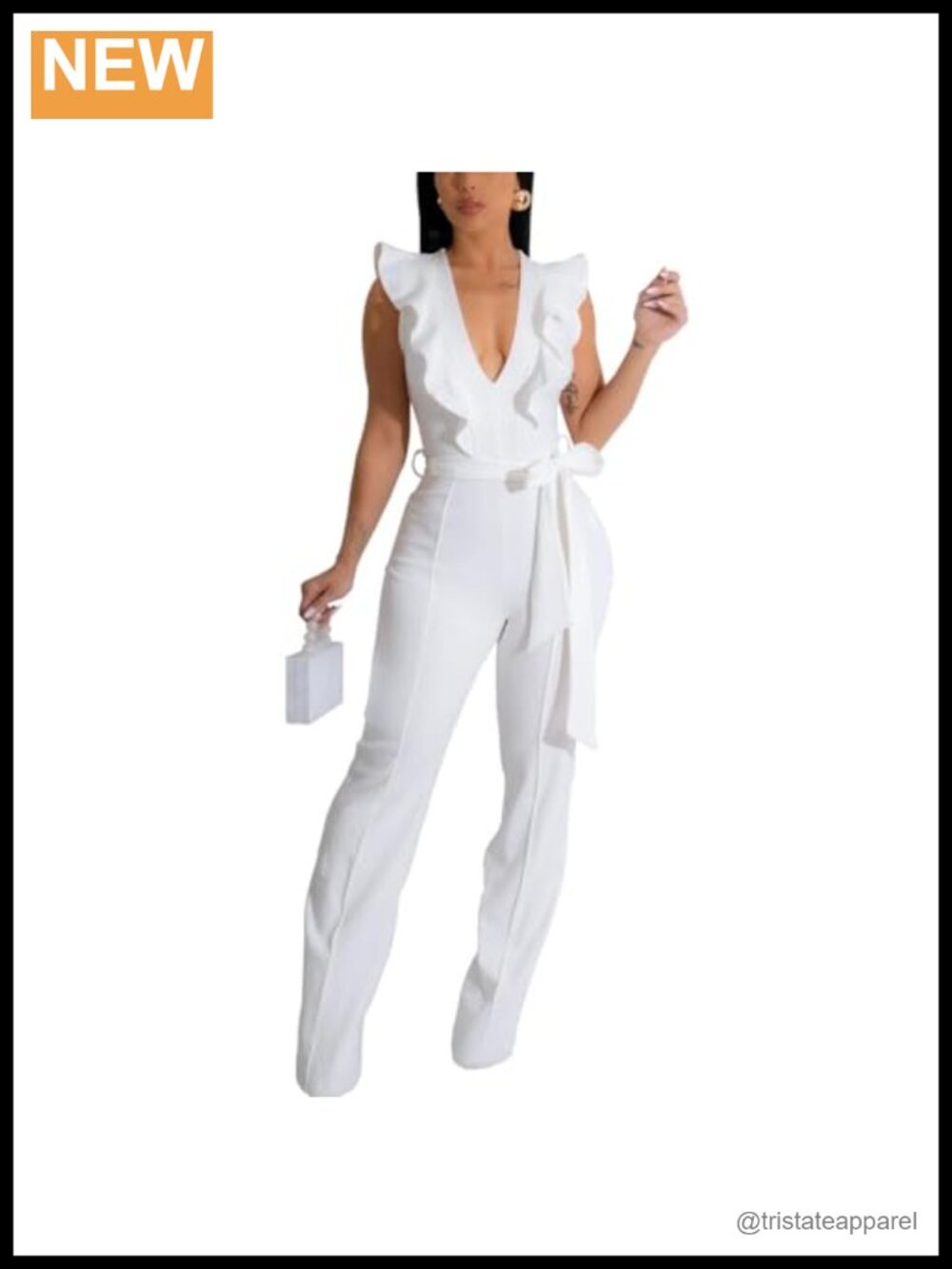 Women's V-Neck Sleeveless Ruffle Wide Leg Jumpsuit Romper Party Casual